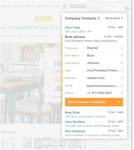 HubSpot Sidekick Contact