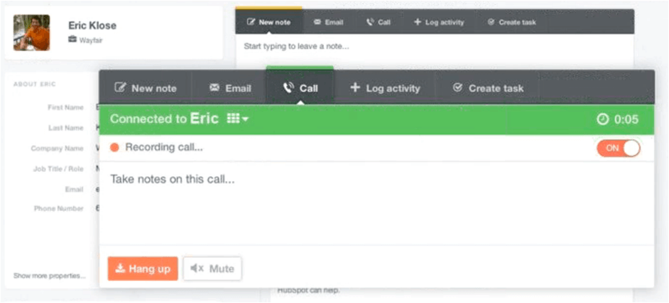 HubSpot contact call