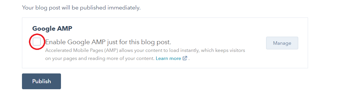 Enable HubSpot AMP - Blog posts